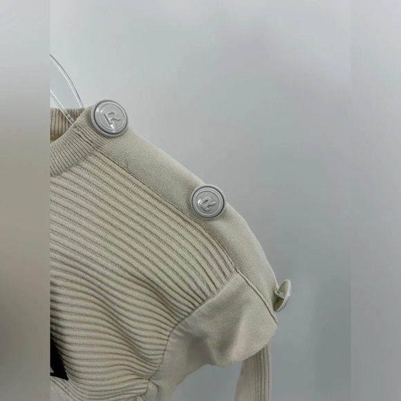 Rochas Crewneck L/S Ribbed Sweater Stella Ivory Size Small *NWT Some Stains - Picture 2 of 10